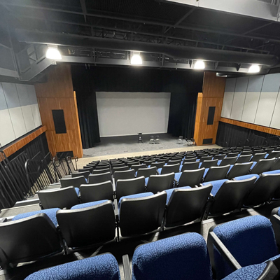 Stage and seating in the theatre.
