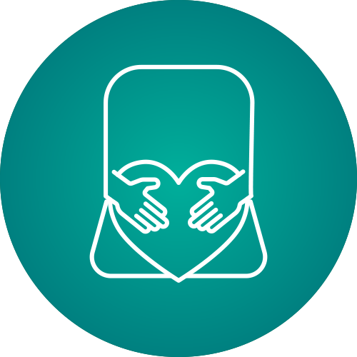 Caring hand on a seat icon.