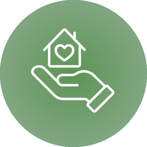 Hand and house icon.