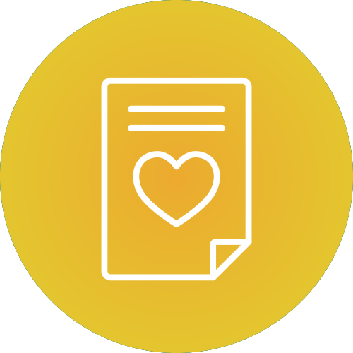 Heart on paper icon.