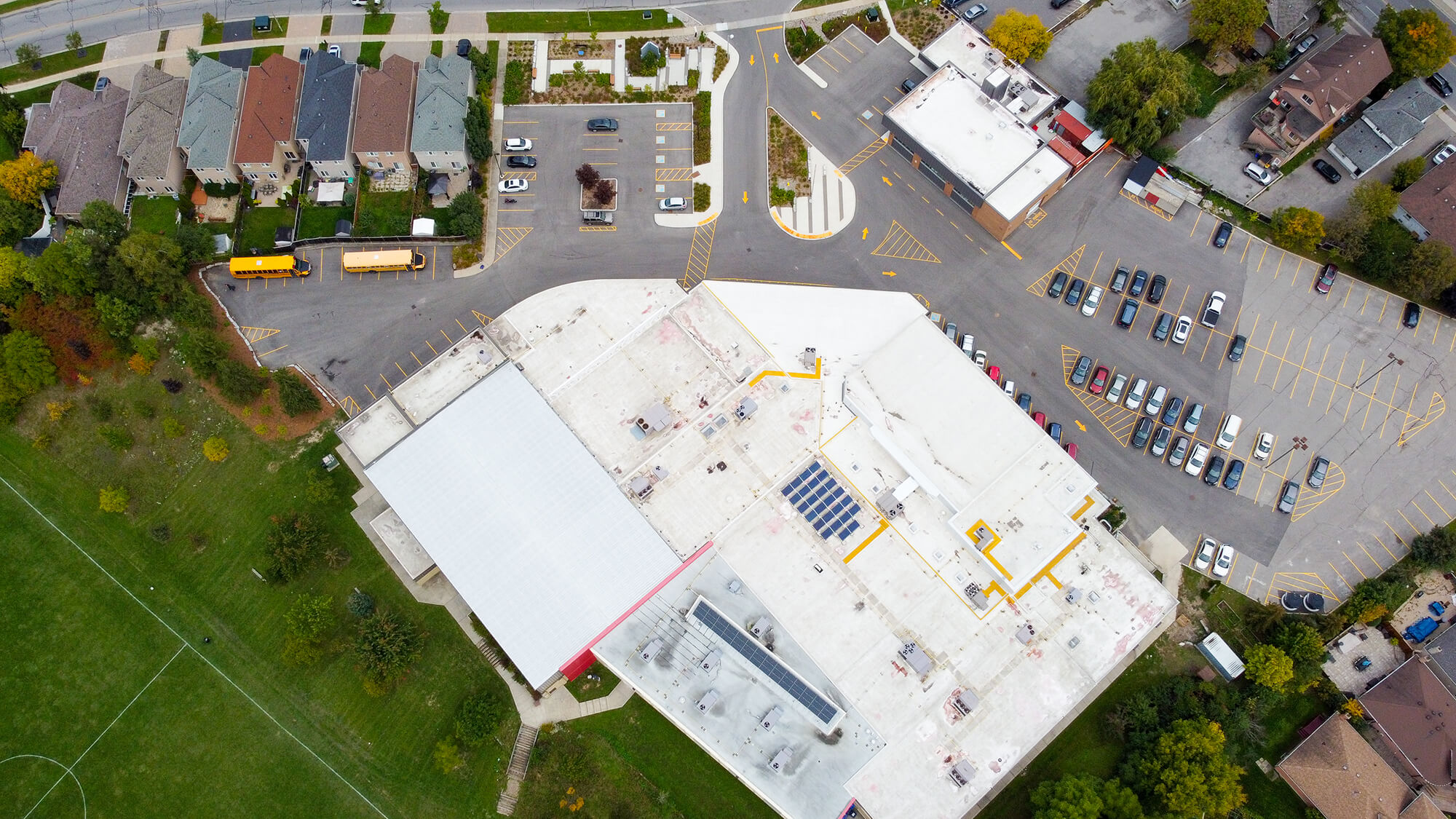 Aerial photograph of TDChristian High School building and grounds